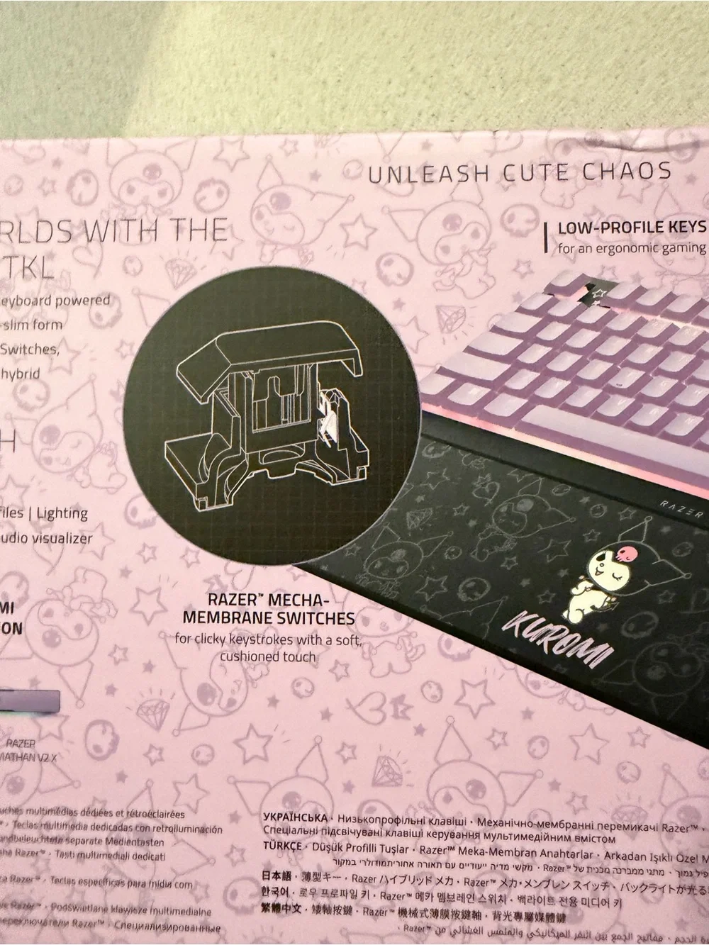 New Razer Chroma RGB Ornata V3 Tenkeyless Kuromi Hello Kitty Keyboard Backlit